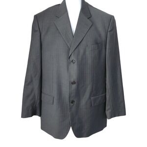 Principe Italy Gray Pinstripe Suit Jacket Blazer Guabello Wool Size 44R (EU 54R)
